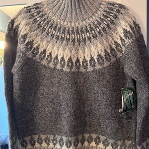Ralph Lauren Gray and Cream wool Turtleneck Sweater